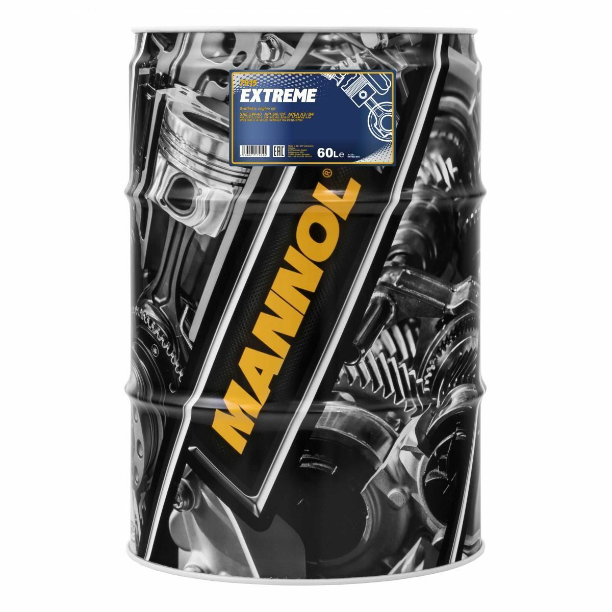 60 Liter MANNOL Extreme 5W-40 API SN CH-4 Motoröl 5W40 SP