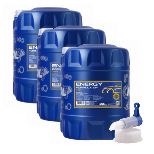 60 Liter (3x20) MANNOL Energy Formula OP 7701 5W-30 Motoröl + 1x Ablasshahn