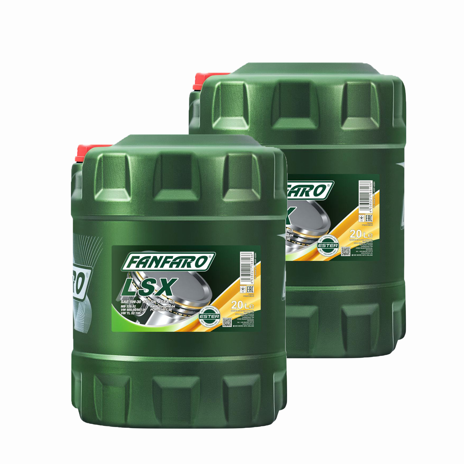 40L (2x20) FANFARO LSX 5W-30 SN Motoröl C3 A3 B4 VW 507.00 BMW LL-04 MB 229.51