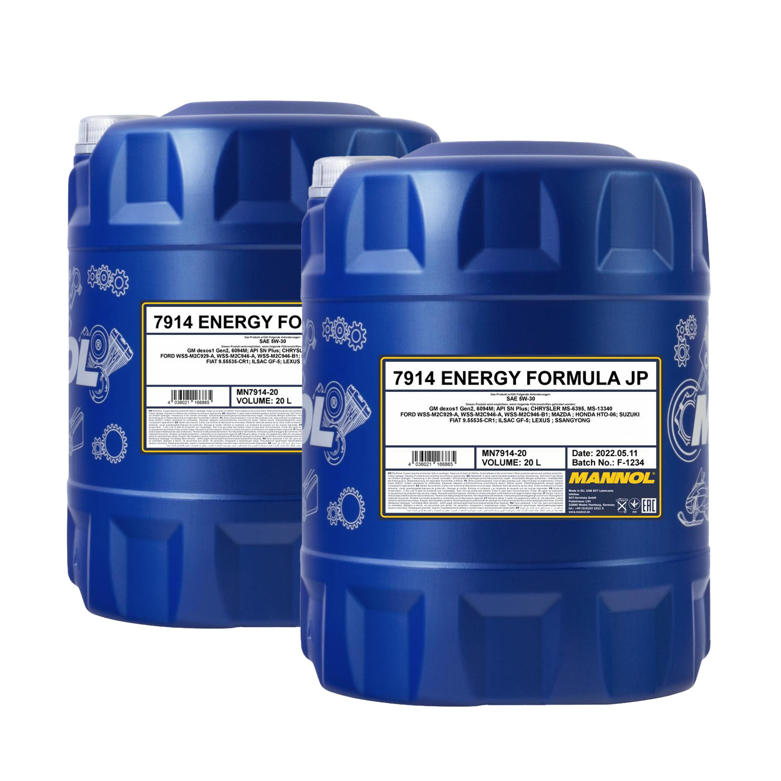 40 Liter (2x20) MANNOL Energy Formula JP 7914 5W-30 API SN Plus Motoröl
