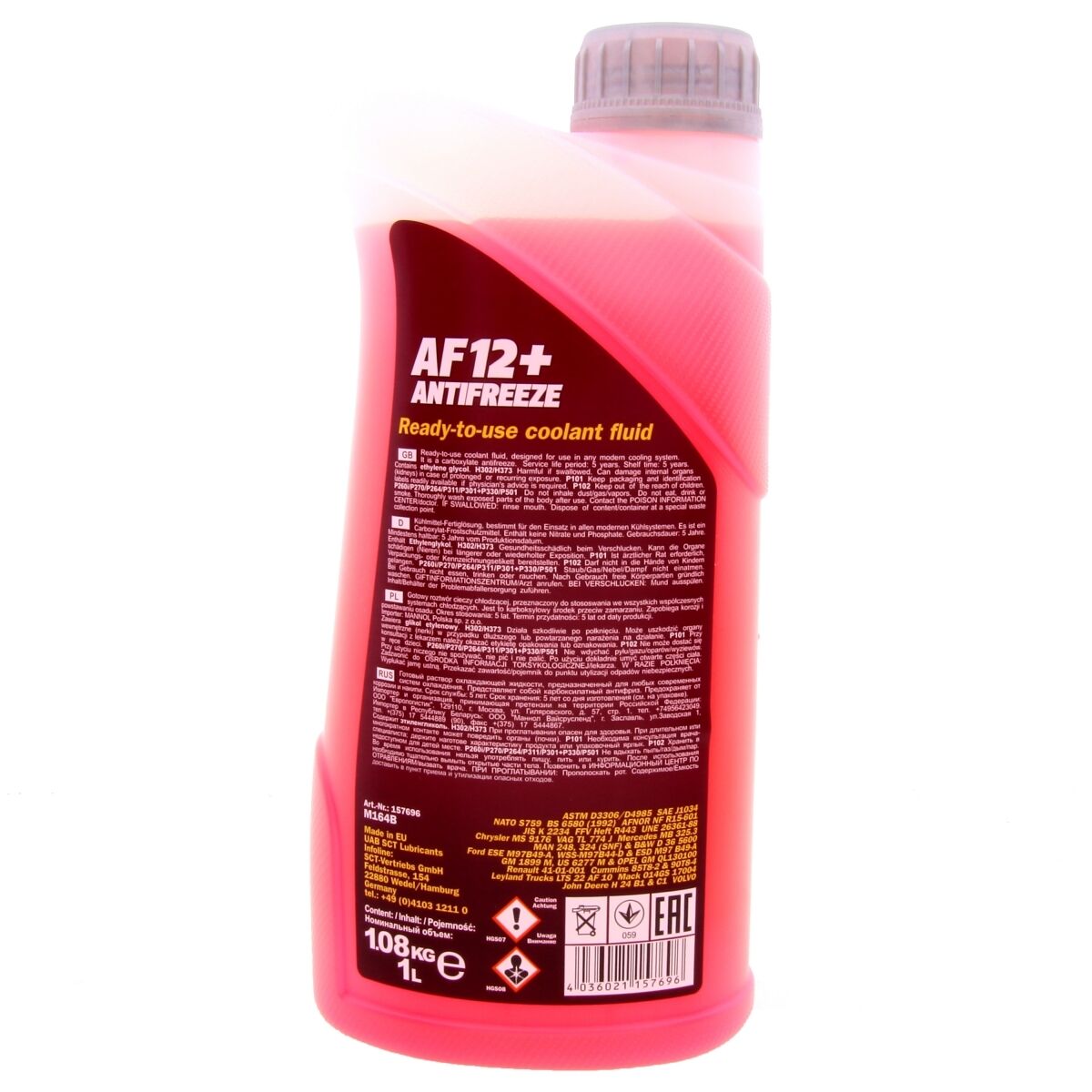 3 Liter (3x1) MANNOL Antifreeze AF12+ Frostschutz Fertiggemisch rot -40°C G12+