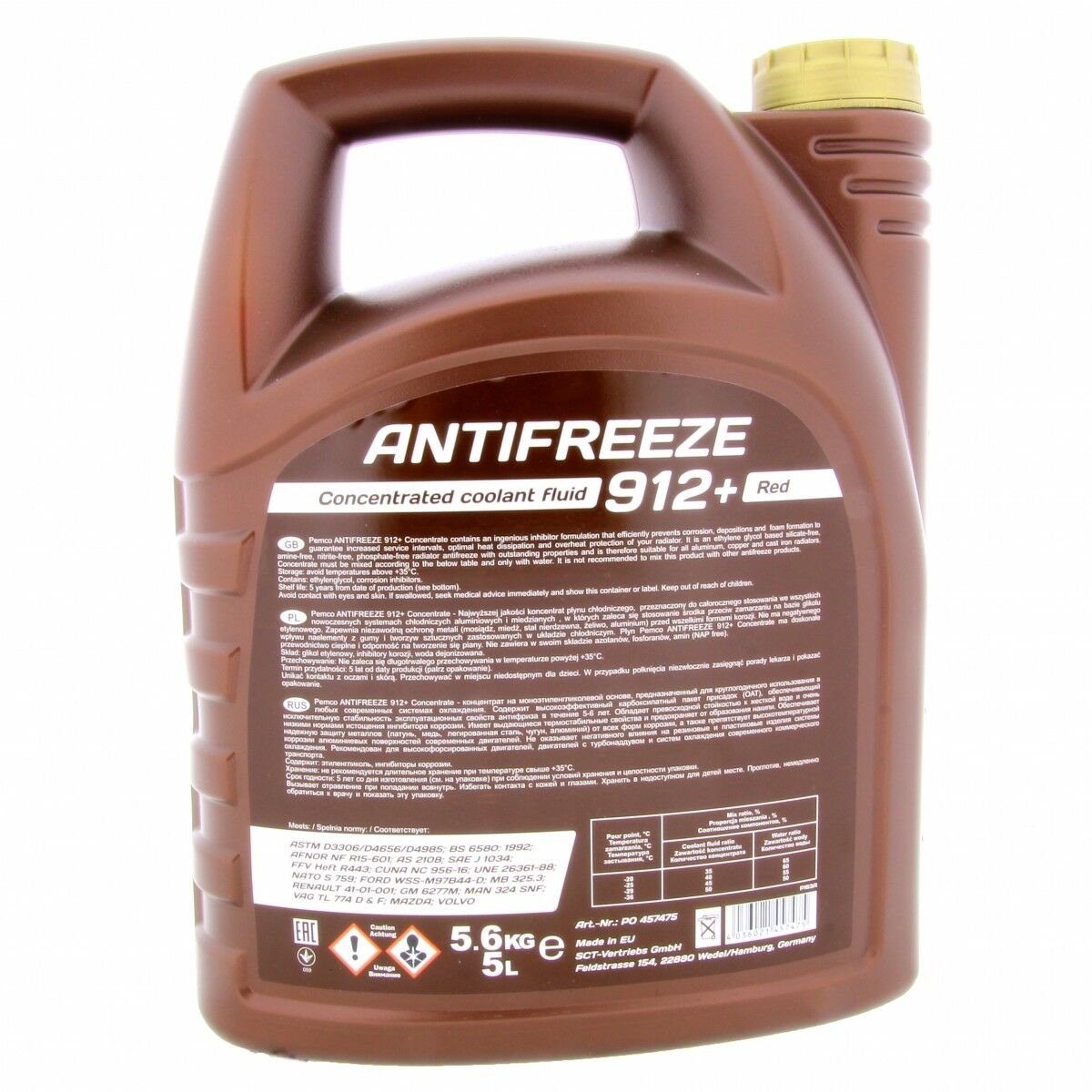 10 Liter PEMCO ANTIFREEZE 912+ Kühlerfrostschutz Konzentrat rot