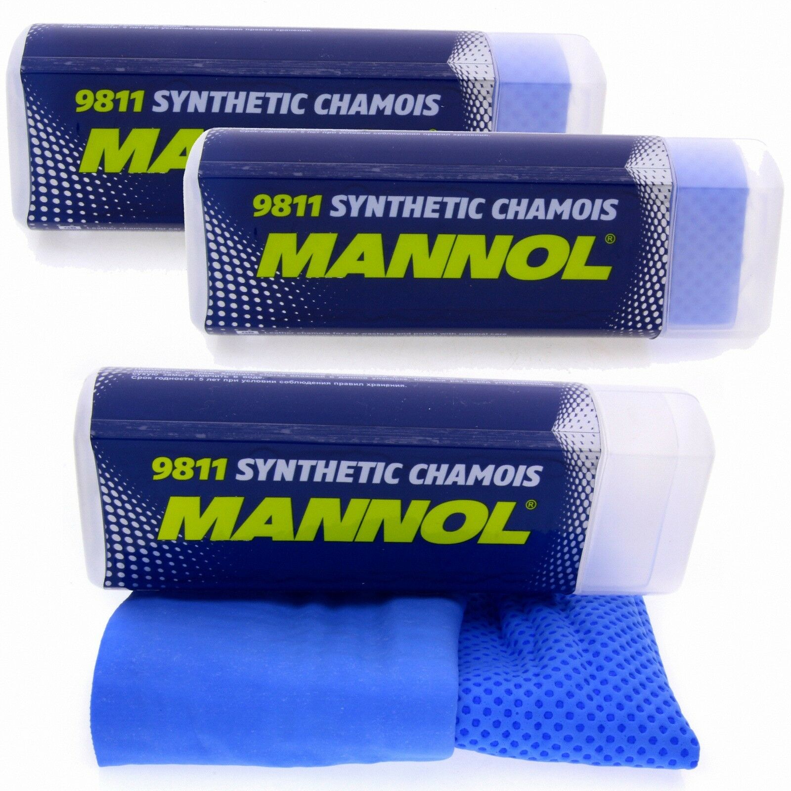 3x MANNOL 9811 Synthetic Chamois Gämse Kunstledertuch Politur Reinigung
