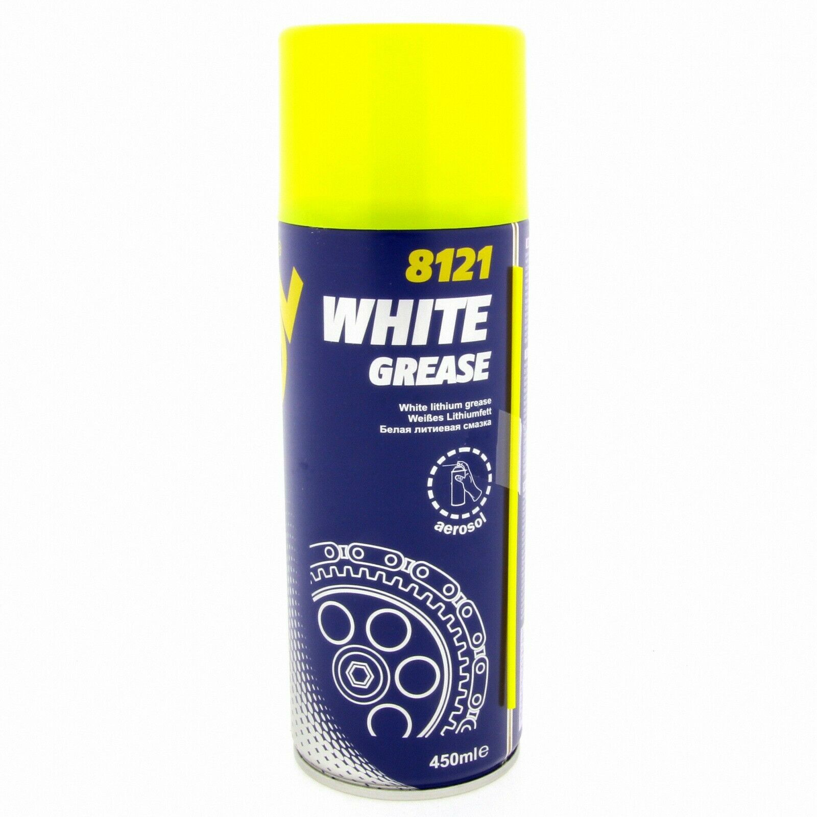 Weißes Fettspray Kettenspray Mineralfett 450ml MANNOL White Grease 8121