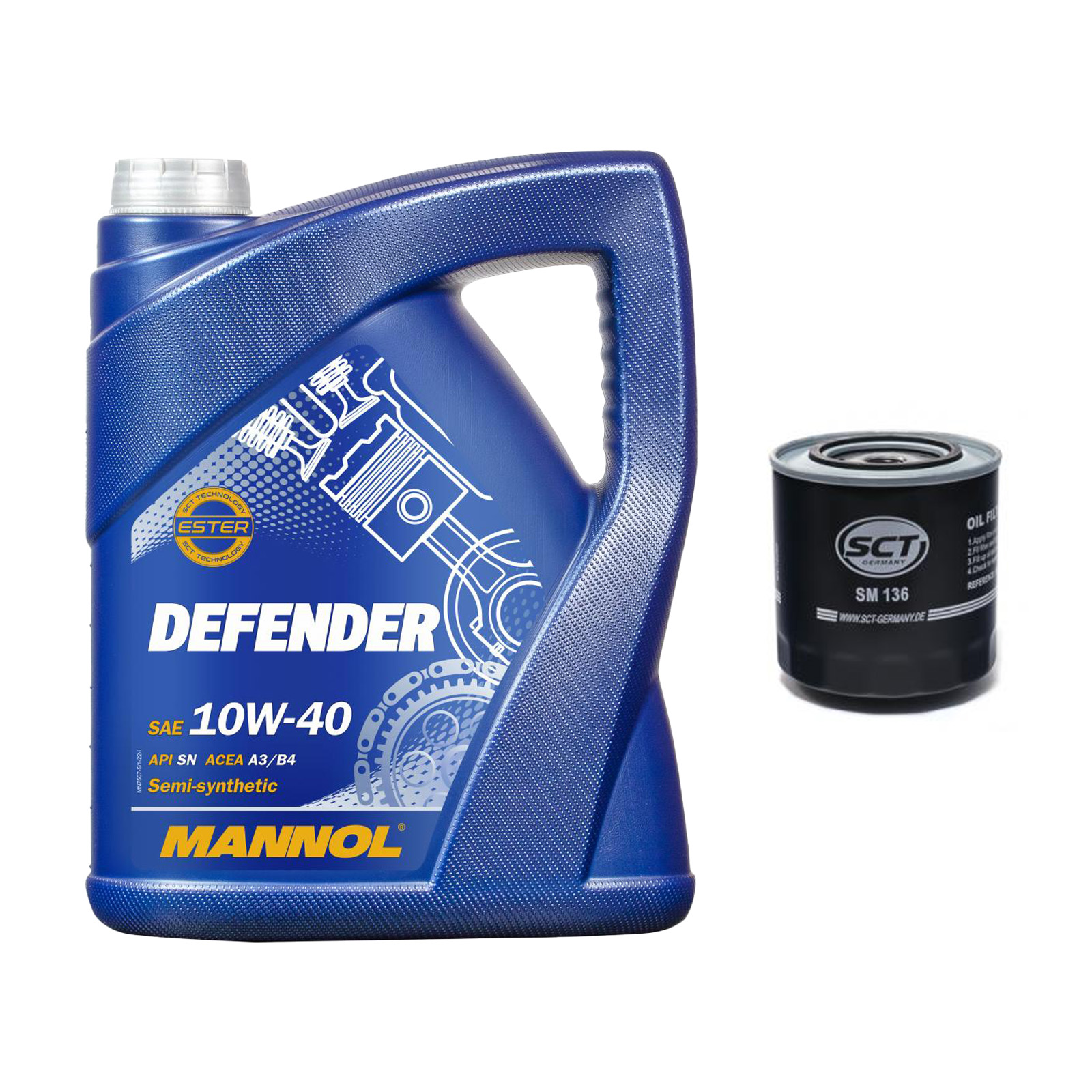 Inspektionskit MANNOL Defender 10W-40 für Audi 100 2.4 D A6 2.5 Tdi Quattro