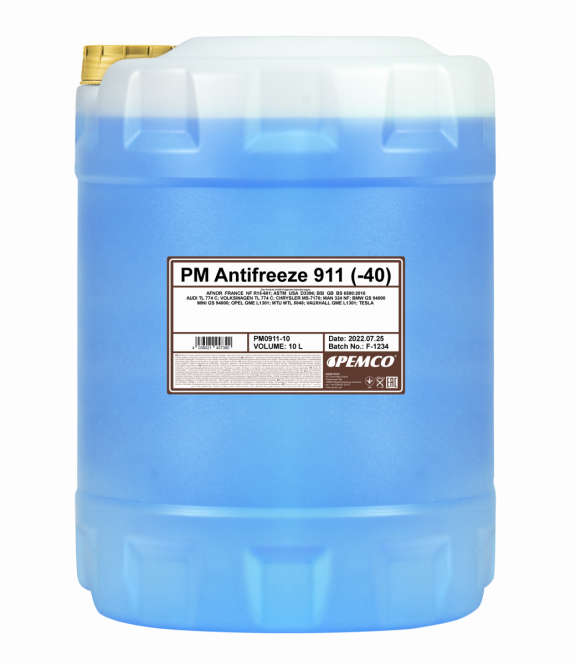 10 Liter PEMCO ANTIFREEZE 911 -40C Kühlerfrostschutz blau, G11, Frostschutz