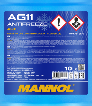 10 Liter MANNOL Antifreeze AG11 Fertig Mix blau (-40°C) G11 Kühlerfrostschutz