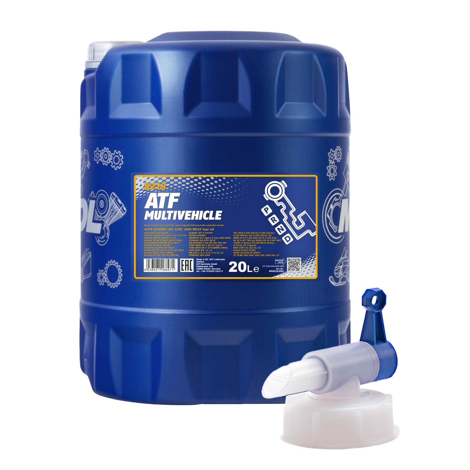 20 Liter MANNOL ATF Multivehicle 8218 Automatikgetriebe Öl + 1x Ablasshahn 20 Liter MANNOL ATF Multivehicle 8218 Automatikgetriebe Öl + 1x Ablasshahn