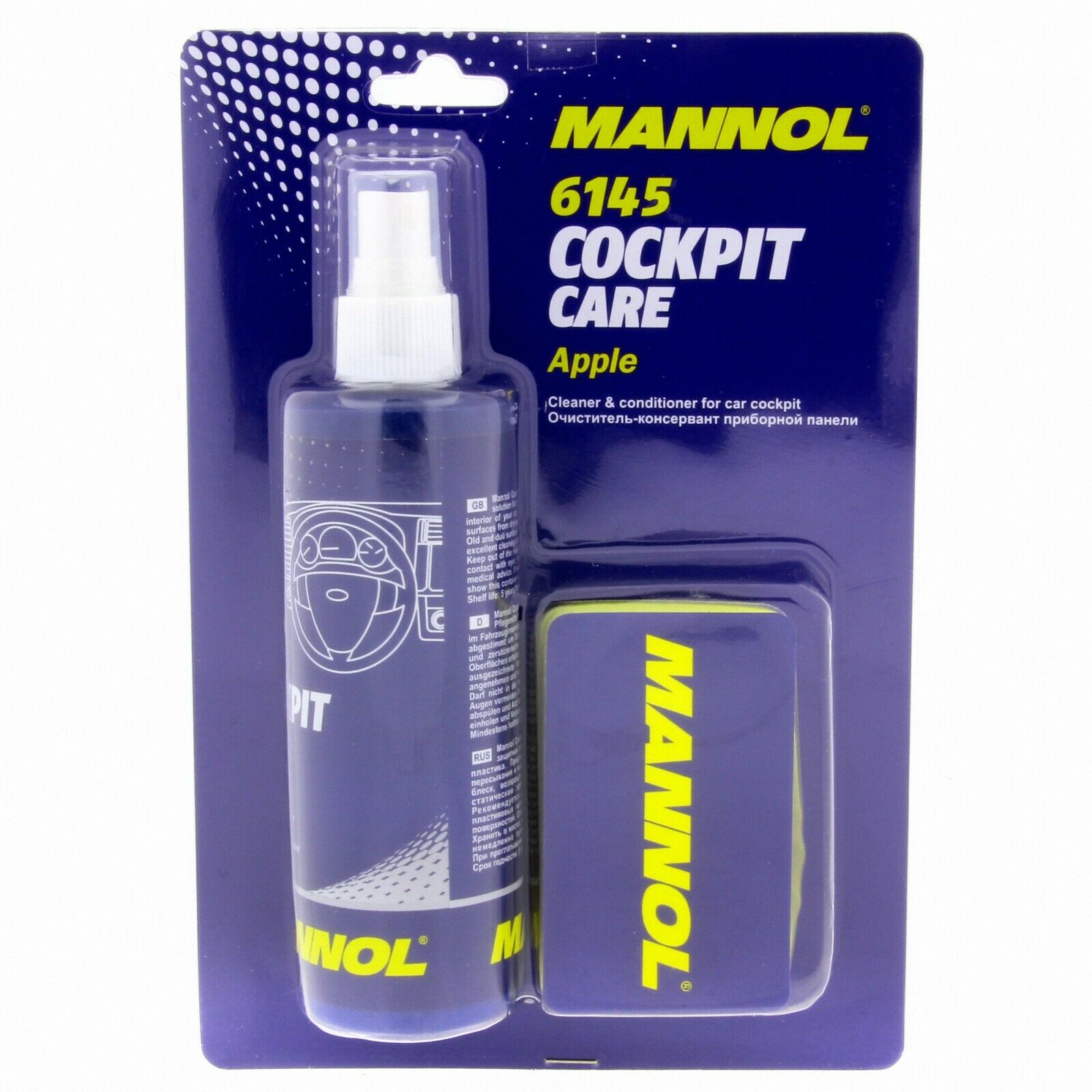 250ml MANNOL 6145 Cockpit Care "Apple fresh" Cockpitpflege incl. Auftrageschwam