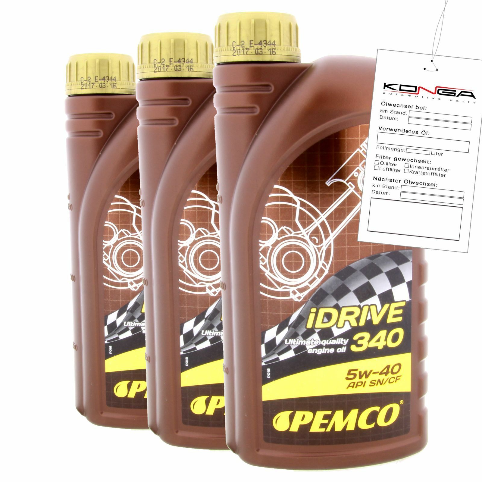 3 Liter (3x1) PEMCO SAE 5W-40 iDrive 340 Motoröl Motorenöl Schmierung