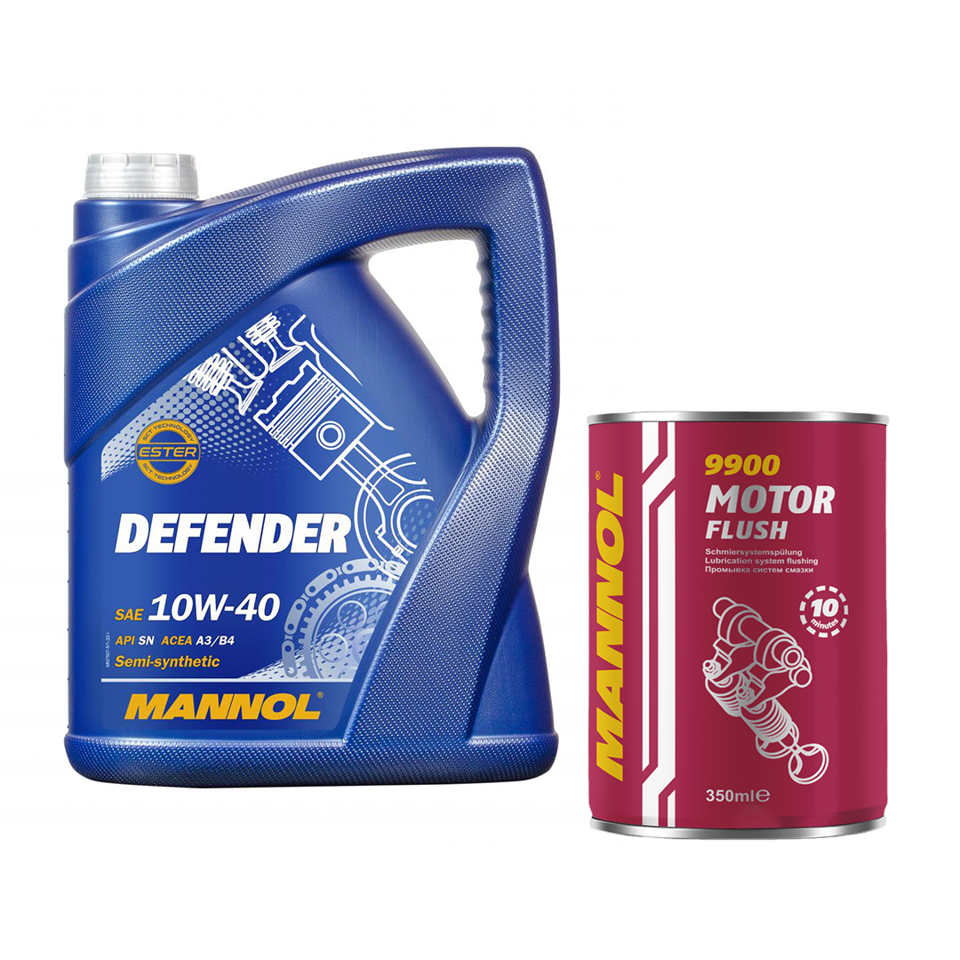 5 L Mannol 7507 Defender 10W-40 Motoröl API SN VW 505.00 MB229.1 + Motorflush