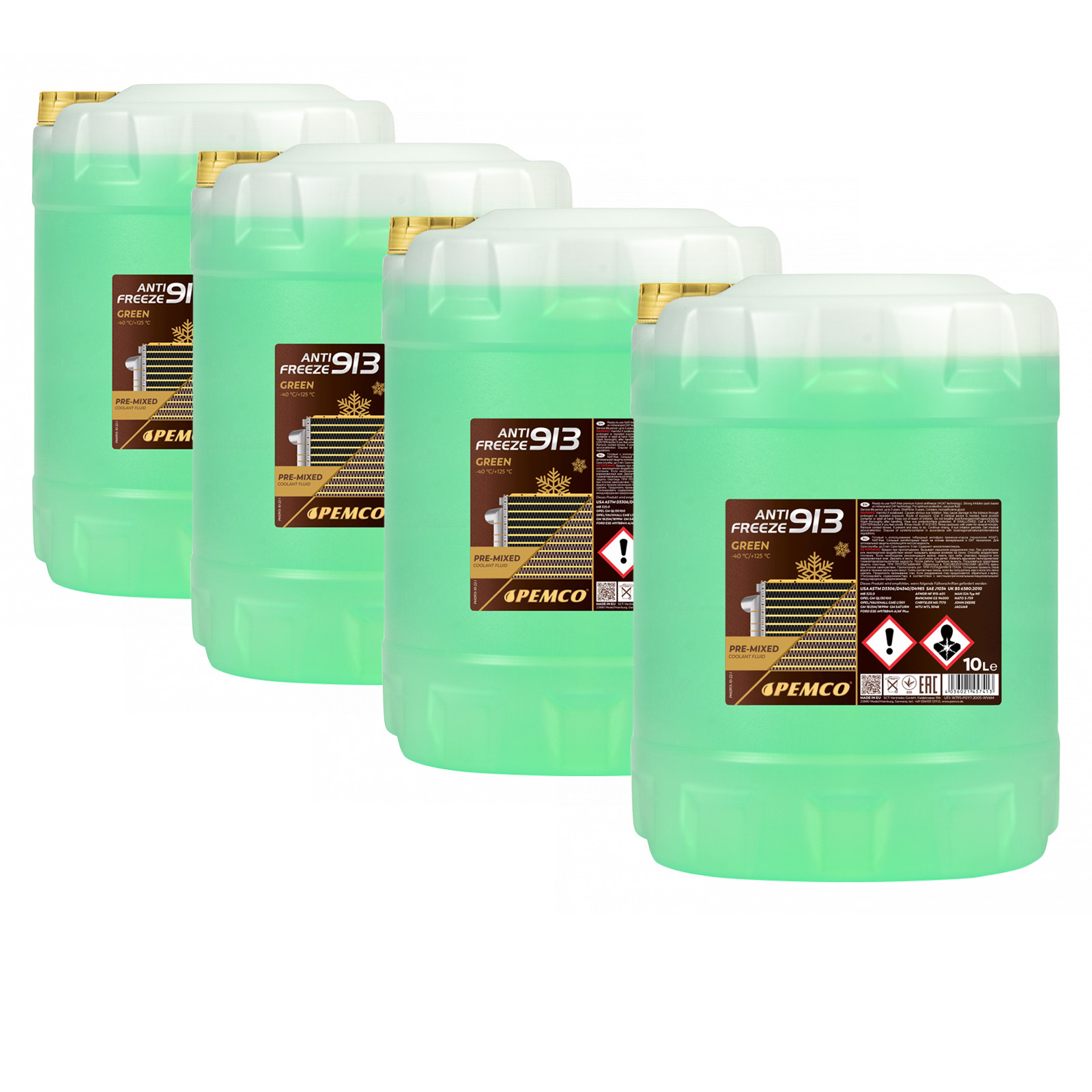 40 Liter (4x10) PEMCO Antifreeze 913 -40 °C Kühlerfrostschutz Fertiggemisch grün