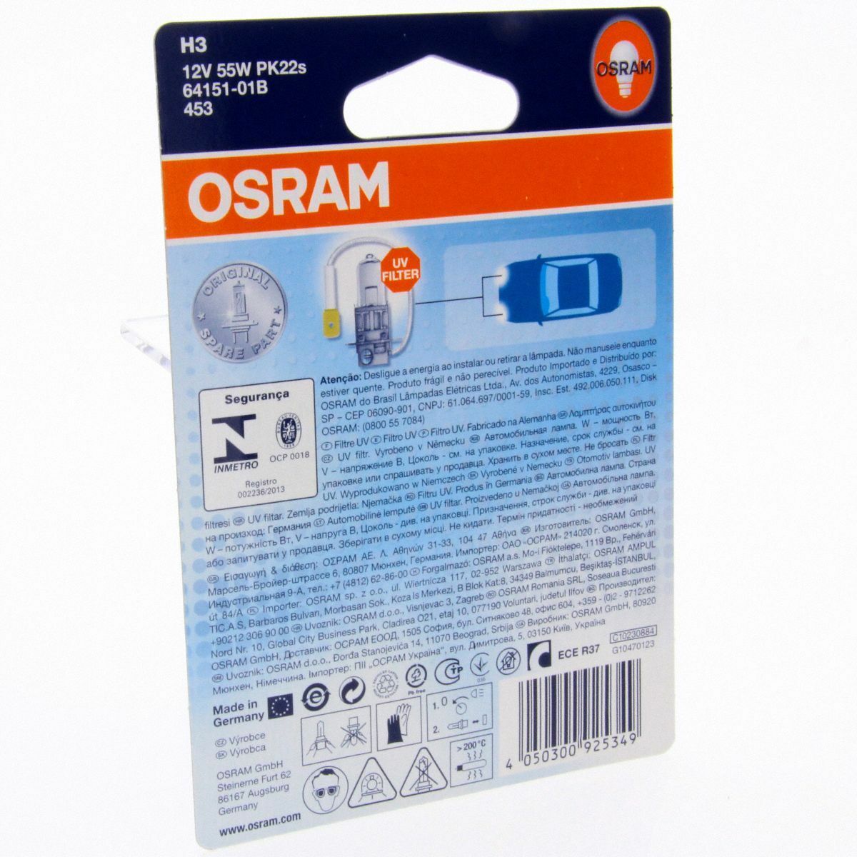 H3 OSRAM Original Line OEM 64151-01B Halogenlampe Autolampe Blister Box 1 Stück