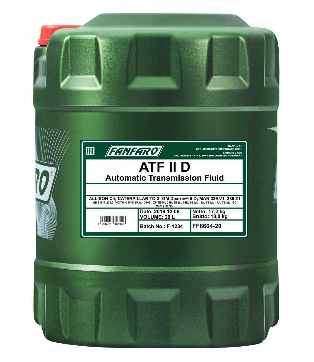 20 Liter FANFARO ATF Dexron IID Getriebeöl MB 236.7 ZF TE-ML 09 11A 14A 17C