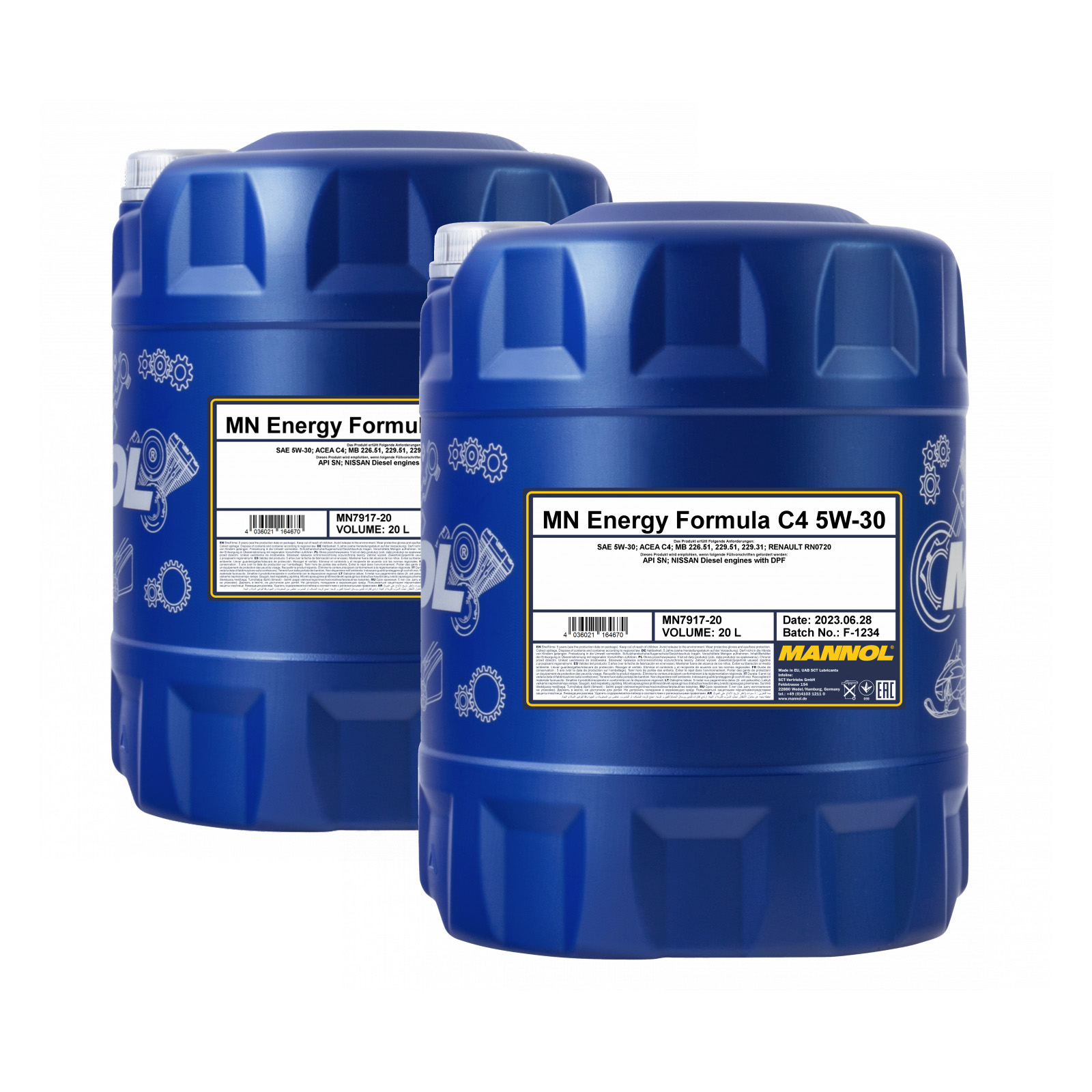 40 Liter (2x20) MANNOL Energy Formula C4 5W-30 7917 API SN ACEA C4