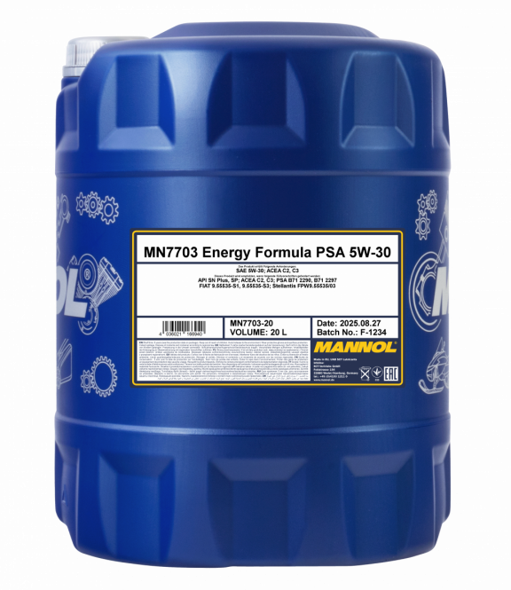 80 Liter (4x20) MANNOL Energy Formula PSA MN7703 Motoröl 5W-30 API SN/CH-4