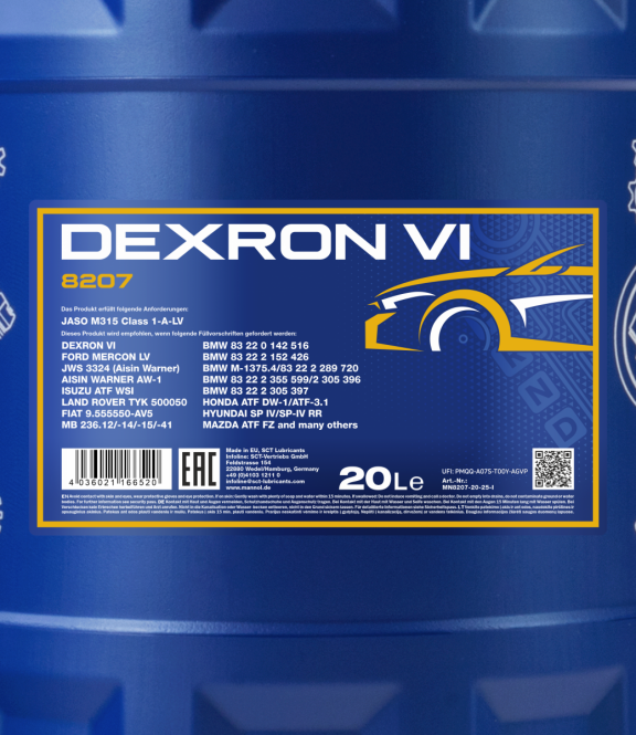 60 Liter MANNOL Dexron VI Getriebeöl Automatikgetriebe Öl und Ablasshahn