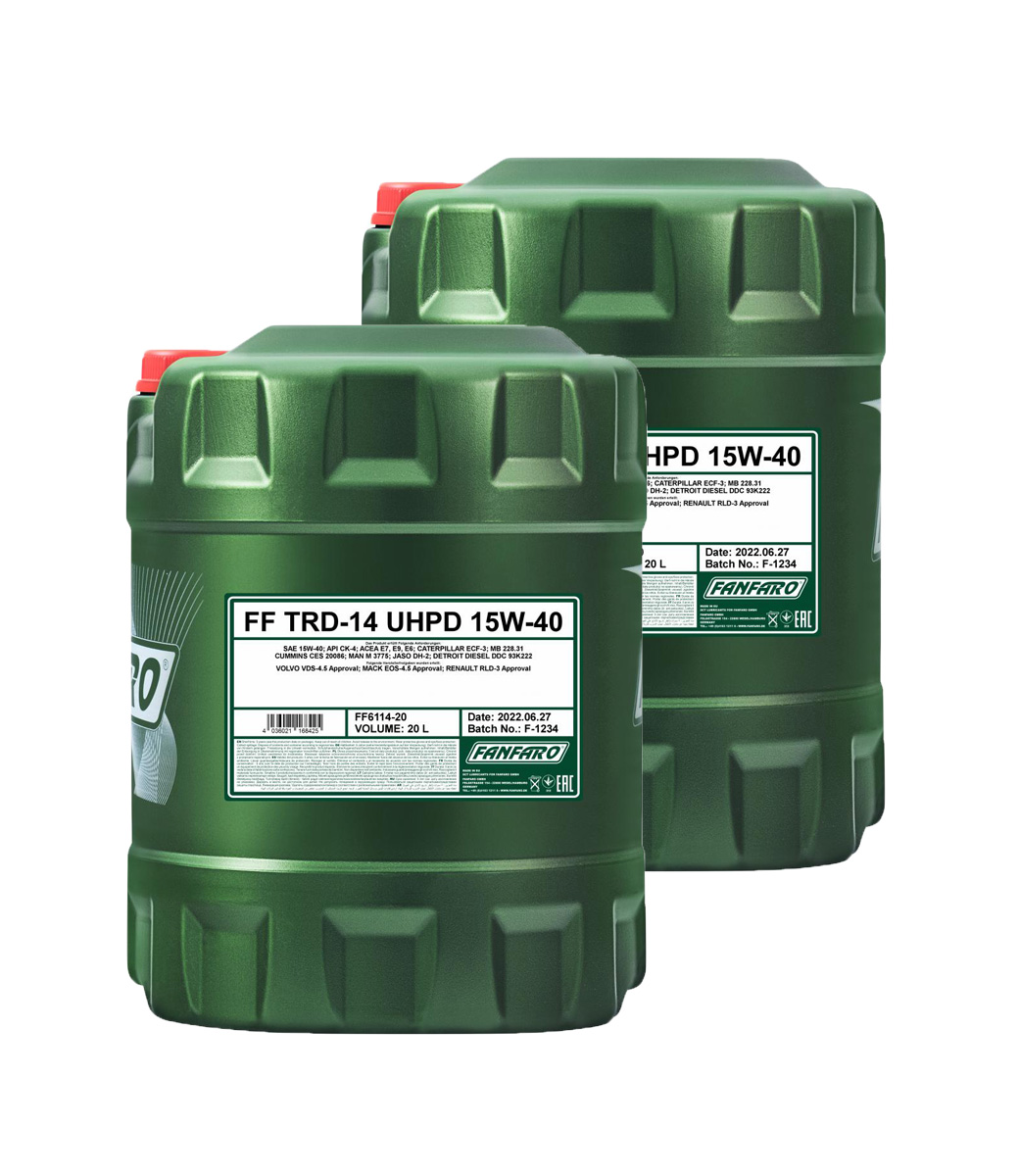 40 Liter (2x20) FANFARO TRD-14 UHPD 15W-40 API CK-4 Motoröl Schmierung