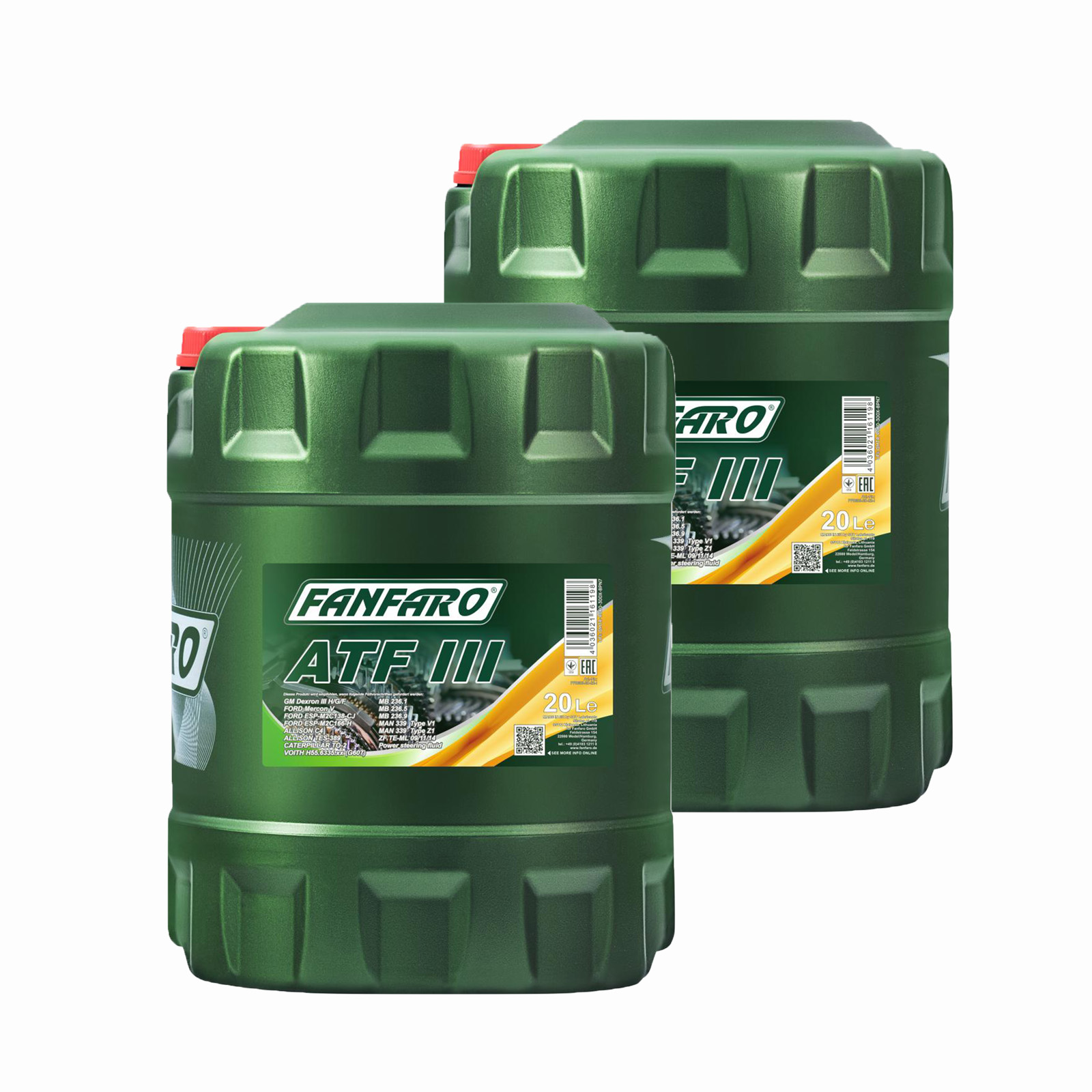 40 Liter (2x20) FANFARO ATF III Getriebeöl MB 236.1 236.5 MAN 339 Dexron III H 40 Liter (2x20) FANFARO ATF III Getriebeöl MB 236.1 236.5 MAN 339 Dexron III H