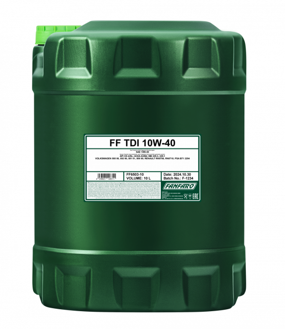 10 Liter FANFARO 6503 TDI 10W-40 Motoröl ACEA A3/B3 VAG 505.00 passend für Audi Seat VW