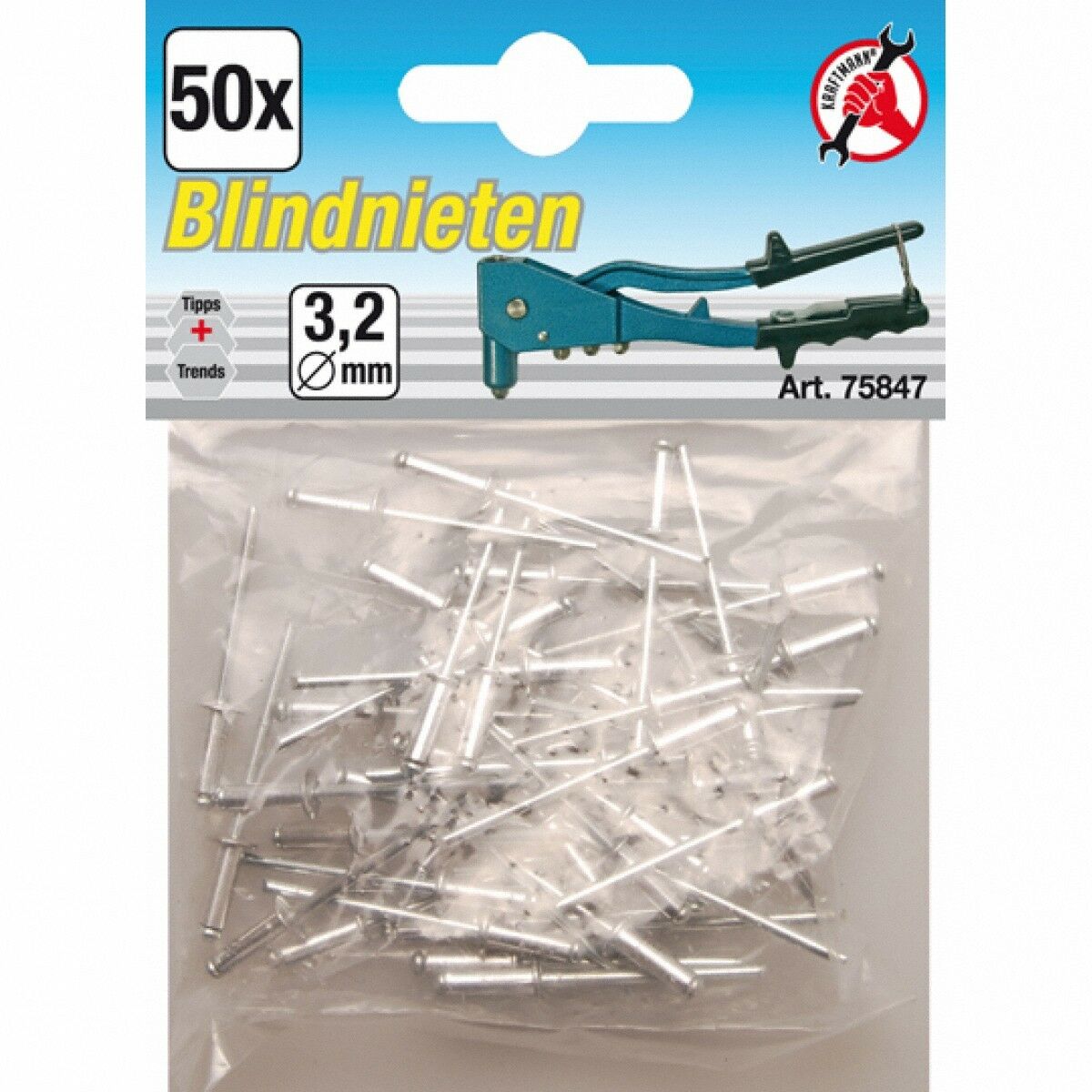 Blindnieten 3,2 mm, 50 Stück