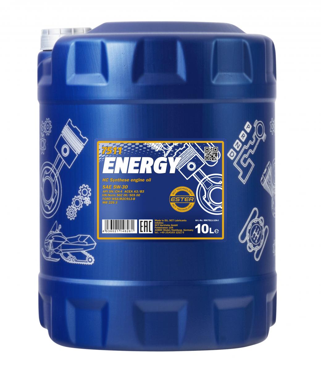 10 Liter MANNOL Energy 5W-30 7511 API SN/CH-4 MB 229.3 VW 502.00 A3/B4 Motoröl 