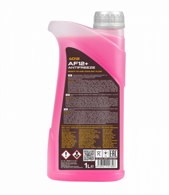 10 Liter (10x1) MANNOL Antifreeze AF12+ Frostschutz Fertiggemisch rot -40°C G12+