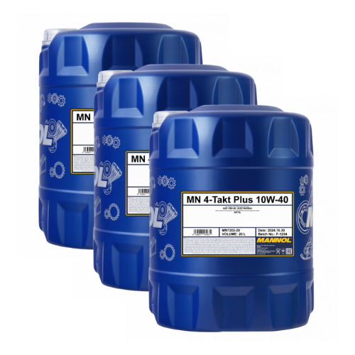 60 Liter (3x20) MANNOL 4-Takt Plus 10W-40 7202 API SL Motorradöl
