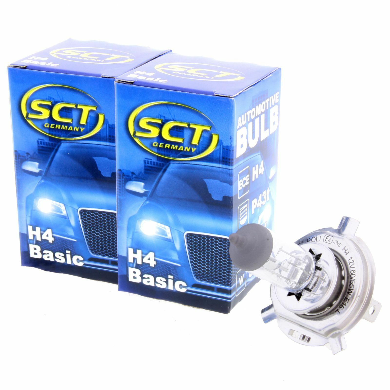 2x SCT H4 Basic Halogenlampe Leuchte 12V 60/55W Glühlampe Scheinwerferlampe