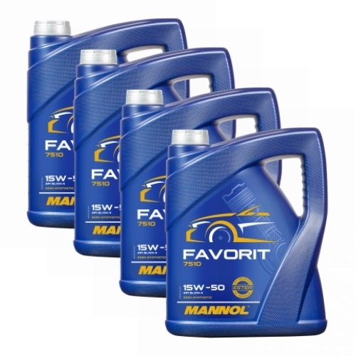 20 Liter (4x5) MANNOL Favorit 15W-50 API SL CH-4 Motoröl 15W50 4036021505404