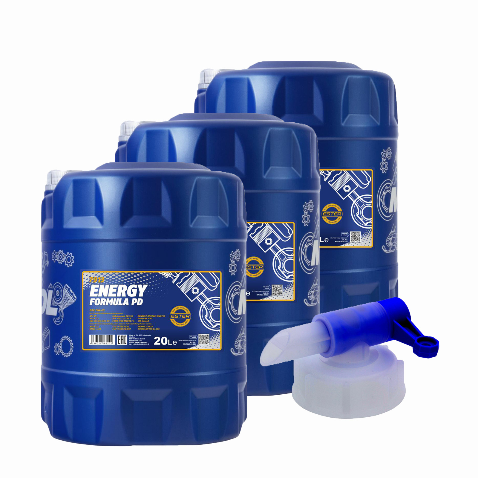 60 Liter MANNOL Energy Formula PD 5W-40 5W40 Motoröl ÖL + Ablasshahn