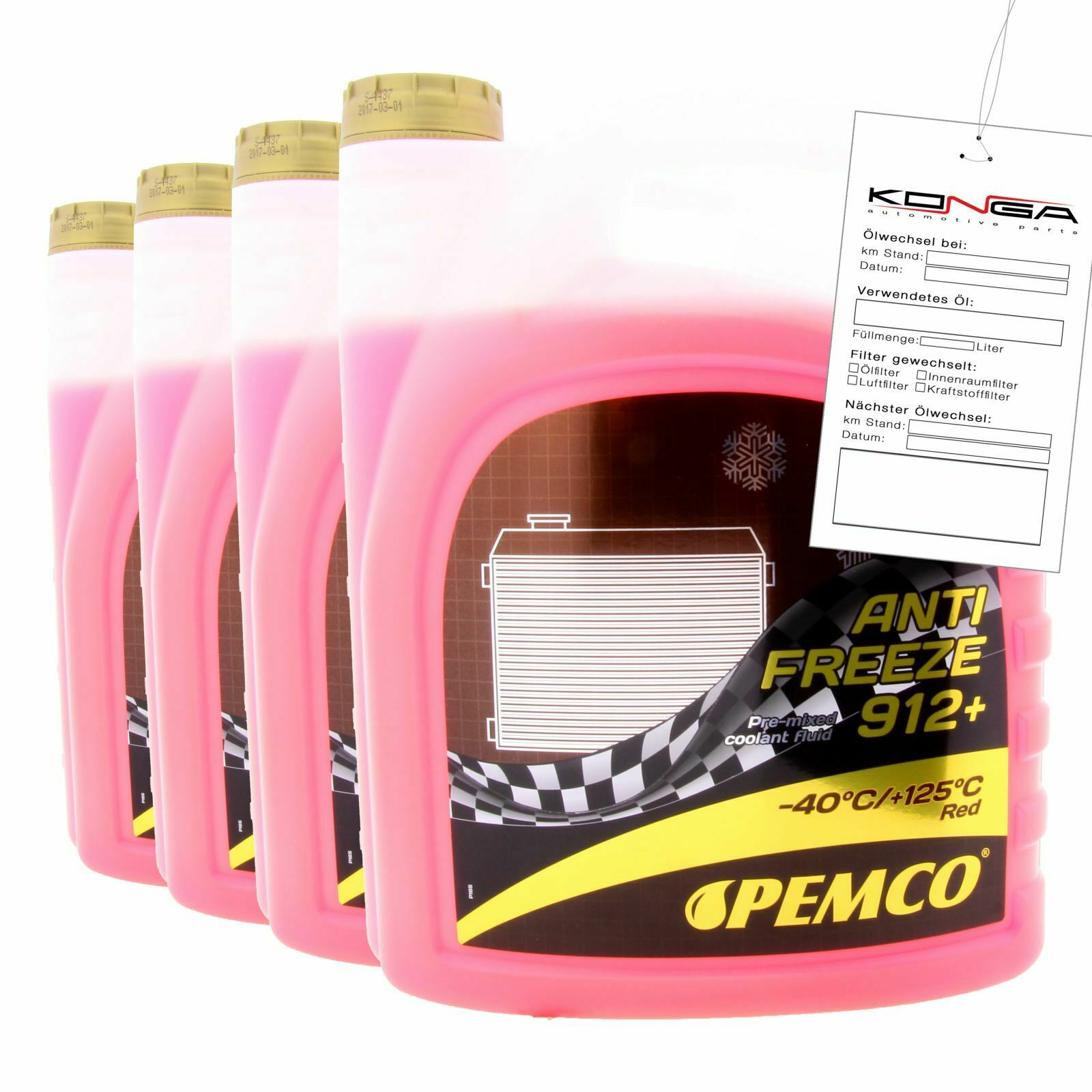 20 Liter (4x5) PEMCO Antifreeze 912+ Kühlerfrostschutz bis -40C rot PM0912